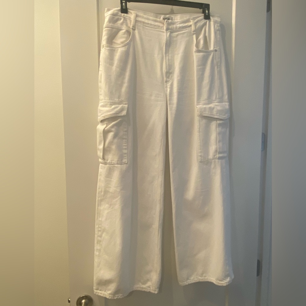 Agolde Minka Milkshake White Wide Leg Cargo Jeans